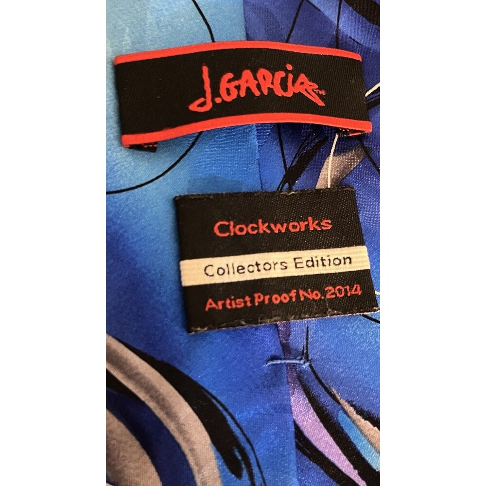 J Garcia Clockworks Blue Abstract Silk Tie Easter Spring Wedding Collectors Art - Picture 5 of 10